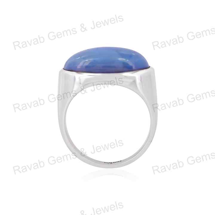 Best Selling 10x18mm Natural Blue Opal Oval Cabochon Healing Crystal 925 Silver Bezel Eternity Band Ring Fine Jewelry For Women