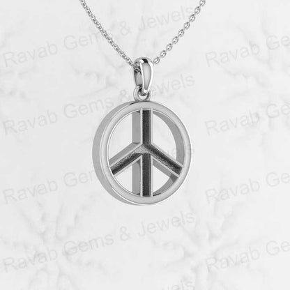 Top Quality 925 Sterling Silver 30mm Peace Sign Blank Bezel Semi Mount Charm Pendant for Resin & Ashes Work Jewelry Findings