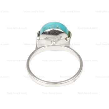 Top Selling 925 Sterling Silver Bezel Ring Handmade Solid 12mm Round Flat Blue Arizona Turquoise Gemstone Fine Jewelry for Women
