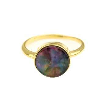 Best Selling 18K Gold Plated 12mm Multi-Abalone Quartz Stone Ring Trendy Unisex Fine Jewelry Graduation Parties Sterling Silver