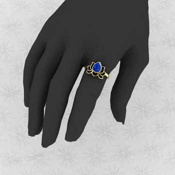 Best Selling 6x8mm Natural Lapis Lazuli Gemstone 925 Silver Vermeil Eternity Bezel Crown Design Women's Vintage Wedding Ring