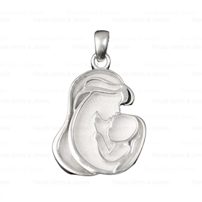 Solid Real 925 Sterling Silver 25mm Mother Kissing Baby Semi Mount Charm Pendant Blank Setting for Resin & Ashes Work Jewelry