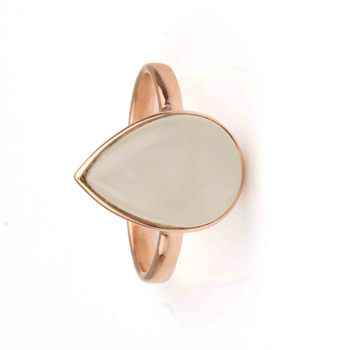 High Quality 12x16mm Genuine White Moonstone Polished 2 Micron Pear Women's Sterling Silver Rose Gold Plated 2 Micron Pear Ring