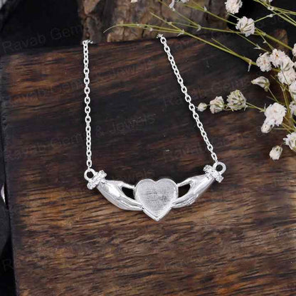 High Quality 925 Silver CZ Celtic Claddagh Wings of Love Heart Blank Charm Pendant Stone Setting & Ashes Resin Keepsake Jewelry