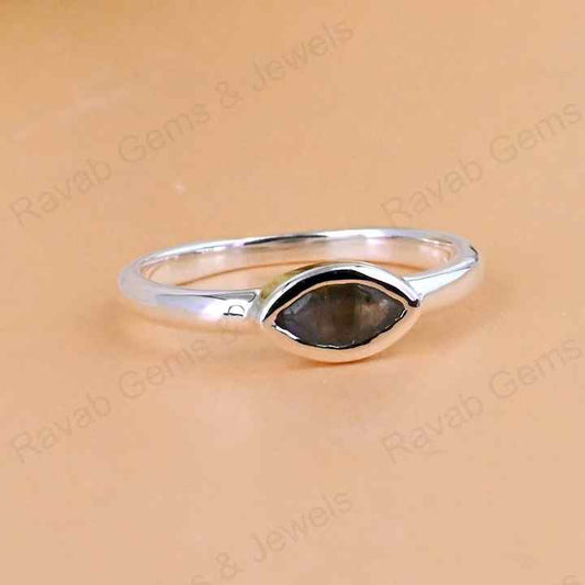 Valentine Sale Solid 925 Sterling Silver Natural Labradorite Marquise Shape Bezel Setting Ring For Women Fine Handmade Jewelry