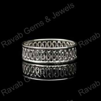 Top Quality Solid 925 Sterling Silver 7mm Swirling Filigree Women Party Wear Fine Fashionable Chunky Ring Handmade Jewelry