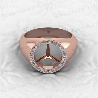 Best Selling Men's 925 Sterling Silver Signet Ring Personalized Brand Logo With CZ Diamond Fine Engagement Party Wear Jewelry