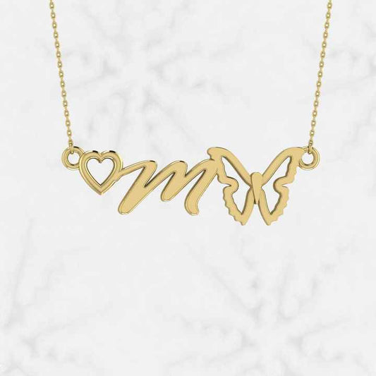 Top Trending Initial Letter With Heart Butterfly Design 925 Sterling Silver Charm & Pendant Necklace for Women Fine Jewelry