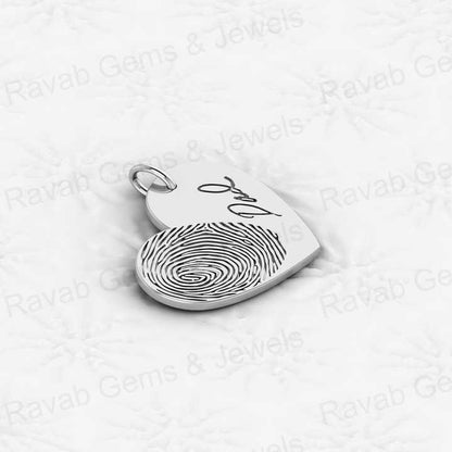 Top Selling 925 Silver 26mm Heart Pendant Necklace Thumbprint Custom Name Women's Valentine's Day Gift Dazzling Keepsake Jewelry