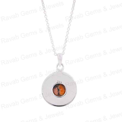 Handmade 10mm Spiny Oyster Copper Turquoise Gemstone Rhodium 925 Silver Designer Boho Women Pendant Necklace Fine Navajo Jewelry