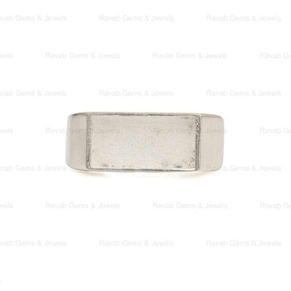 Top Selling Solid 925 Silver 7x14mm Rectangle Semi Mount Blank Bezel Setting Men's Ring Good for Gemstone & Resin Ashes Jewelry