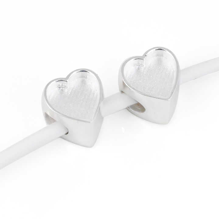 Genuine 925 Sterling Silver 9mm Heart Charm Beads with 5mm Hole Good Resin Ashes Work Keepsake DIY Finding Jewelry Components