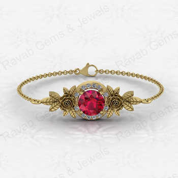 Top Selling Amazing Design 925 Sterling Silver 8mm Garnet Quartz Round Prong Floral Minimalist Bracelet for Women Fine Jewelry