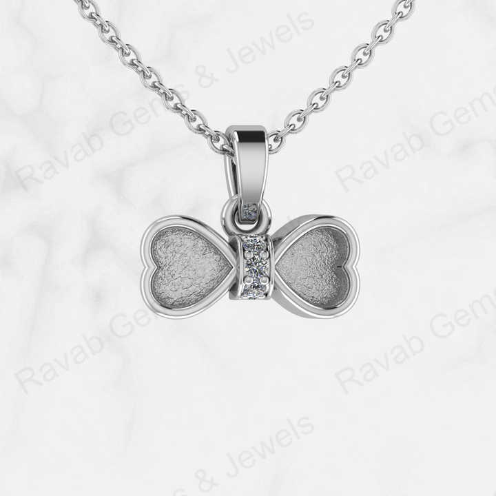 Top Quality Genuine 925 Silver Heart Bow With Zircon Semi Mount Blank Setting Charm Pendant for Ashes & Resin Keepsake Jewelry