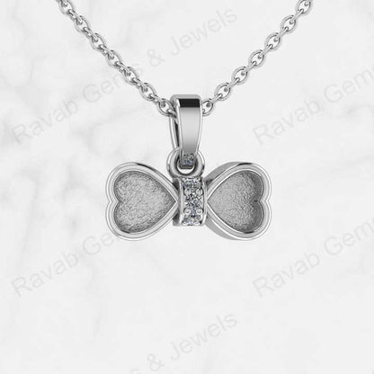 Top Quality Genuine 925 Silver Heart Bow With Zircon Semi Mount Blank Setting Charm Pendant for Ashes & Resin Keepsake Jewelry