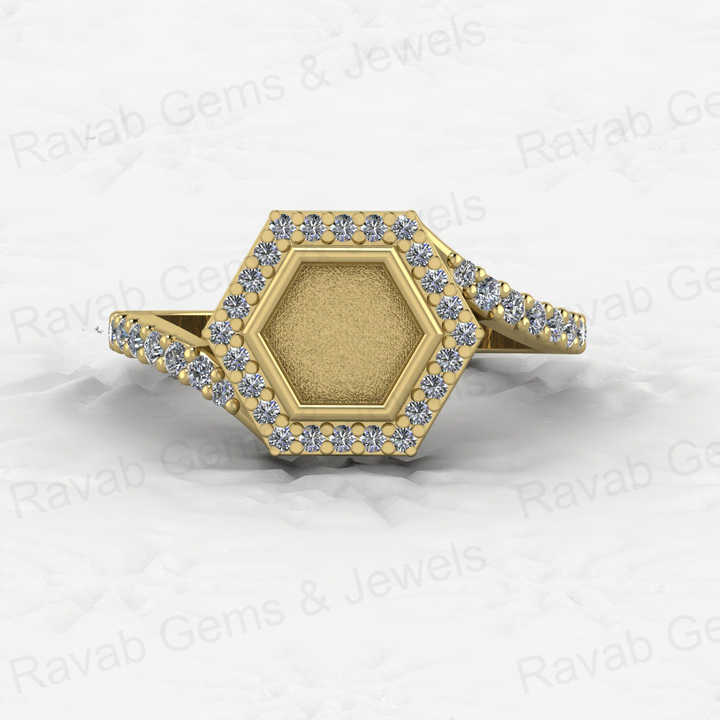 Genuine Solid 925 Sterling Silver Hexagon Shape Semi Mount Blank Setting Ring Good for Ashes & Resin Work Breastmilk Jewelry