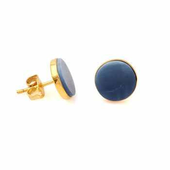 Best Quality 925 Sterling Silver Jewelry Natural Blue Opal Stud Earrings Gold Plated for Women for Anniversaries Fine Jewelry