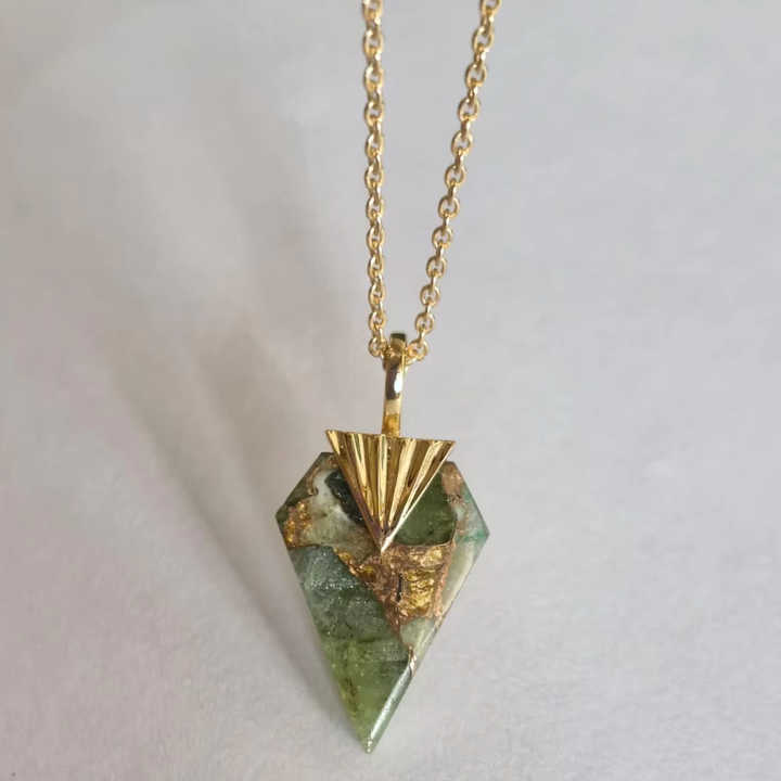 Best Selling 16x22mm Mohave Peridot Copper Gemstone 925 Silver Gold Vermeil Dainty Chain Pendant Necklace for Women Fine Jewelry