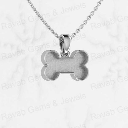 Genuine 925 Sterling Silver Dog Bone Pet Semi Mounting Charm Pendant 16x17mm Blank Bezel Setting Keepsake Jewelry Findings