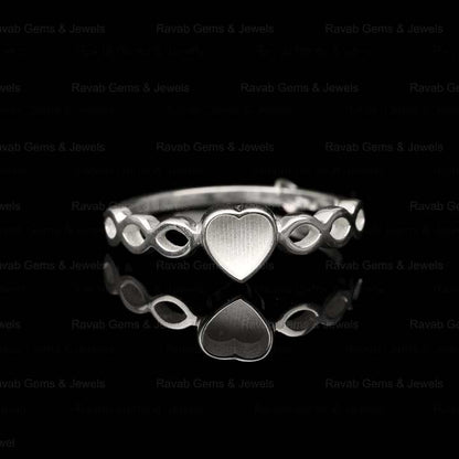 Top Quality Solid 925 Silver Semi Mount Setting Ring Half Infinity 5mm Heart Shape Blank Base Bezel Resin Ashes Keepsake Jewelry