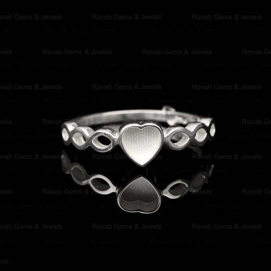 Top Quality Solid 925 Silver Semi Mount Setting Ring Half Infinity 5mm Heart Shape Blank Base Bezel Resin Ashes Keepsake Jewelry