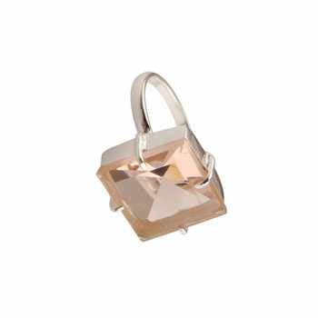 Best Selling 925 Sterling Silver Personalized Vintage Ring Octagon Square Pink Morganite Quartz Gemstone Prong Unisex Parties