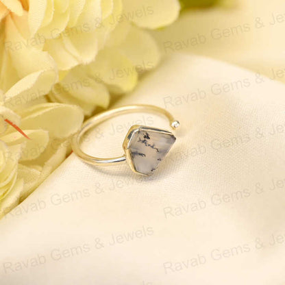New Arrival Natural Dendrite Agate Ring Sterling 925 Silver 10x10mm Diamond Cut Faceted Bezel Setting Ring for Women