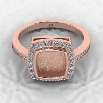 High Quality 925 Sterling Silver Cushion 8x8mm Semi Mount Band Ring Good Resin Ashes Work Jewelry Jewelry Findings Components