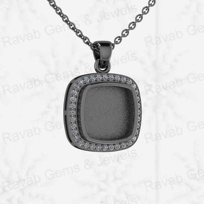 Genuine 925 Genuine Silver 10x10mm Cushion Locket Charm Pendant Semi Mounting Setting for Resin CZ Jewelry Findings Components