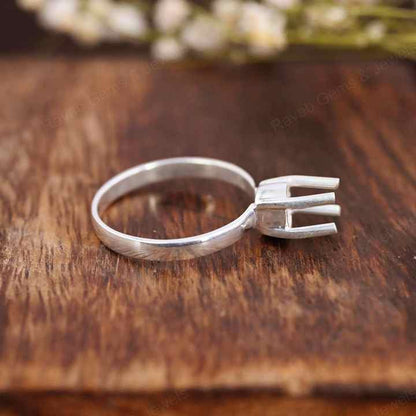 Superb Genuine 925 Sterling Silver 4 Prong Setting 4x8mm Oval Shape Semi-Mount Blank Setting Ring For Women Keepsake Jewelry