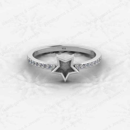 Top Quality 925 Sterling Silver 6mm Star Shape CZ Semi Mount Blank Setting Ring Good for Resin & Ashes Work Keepsake DIY Jewelry