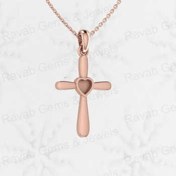 Genuine 925 Sterling Silver 27x20mm Christian Cross Blank Heart Charm Semi Mount Blank Pendant Good for Resin & Ashes Work