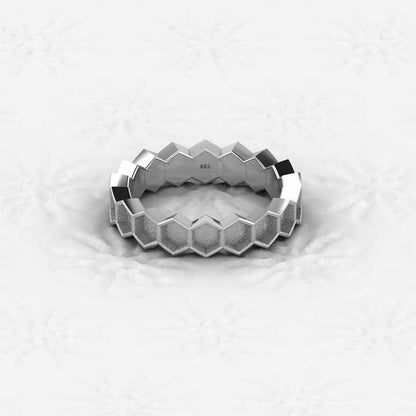 Best Quality 925 Sterling Silver 4x4mm Semi Mount Eternity Ring Hexagon Pattern Blank Setting for Jewelry Findings Components