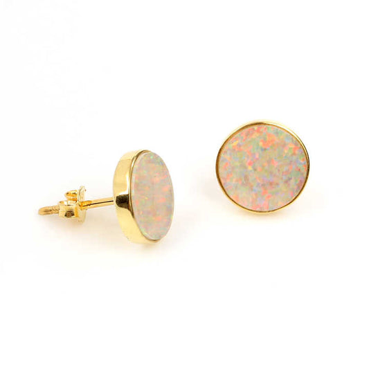 Classic Synthetic Multi-Color 925 Sterling Silver 18K Gold Filled Handmade Best Quality Fine Stud Earrings for Women Party Wear