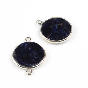 New Arrival Beautiful 12mm Genuine Dark Blue Sodalite Coin Best Quality Handmade Sterling Silver Charm Pendant Fine Pendants