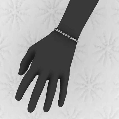 Top Selling Solid 925 Sterling Silver 18K Gold Plated Heart Beaded Link Chain CZ Prong Setting Bracelet for Girls & Women