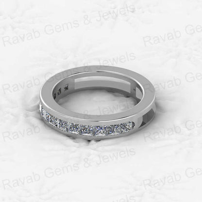 Genuine 925 Sterling Silver With Princess Cut CZ Half Eternity Gold Vermeil Channel Setting Women Ring Personalized Fine Jewelry