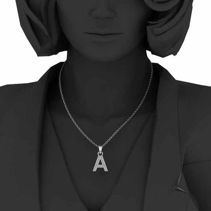 Genuine 925 Sterling Silver Diamond Zircon Personalized Alphabet a Initial Letter Charm Pendant Necklace With Chain Fine Jewelry
