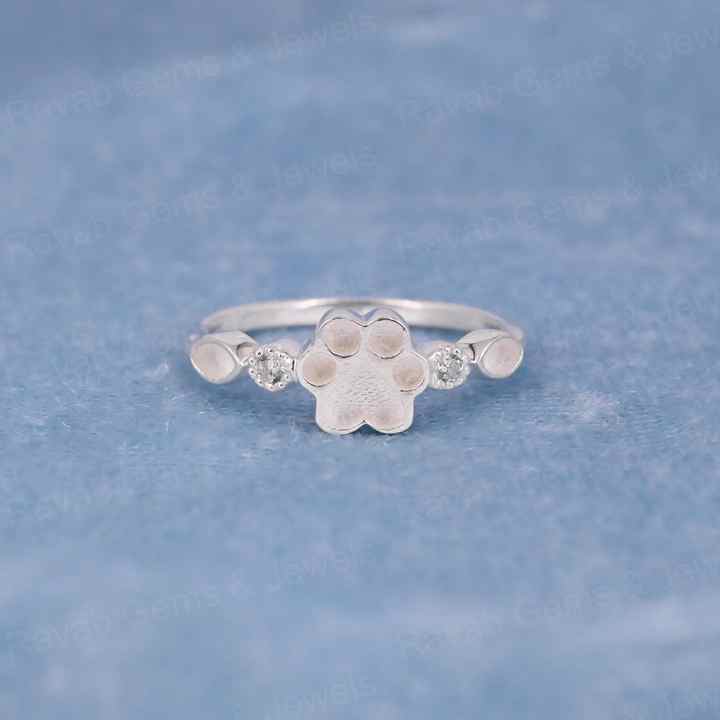 High Quality 925 Silver 8mm Dog Paw Half Eternity Marquise With CZ Empty Blank Setting Ring Breastmilk DIY Memorial Pet Jewelry