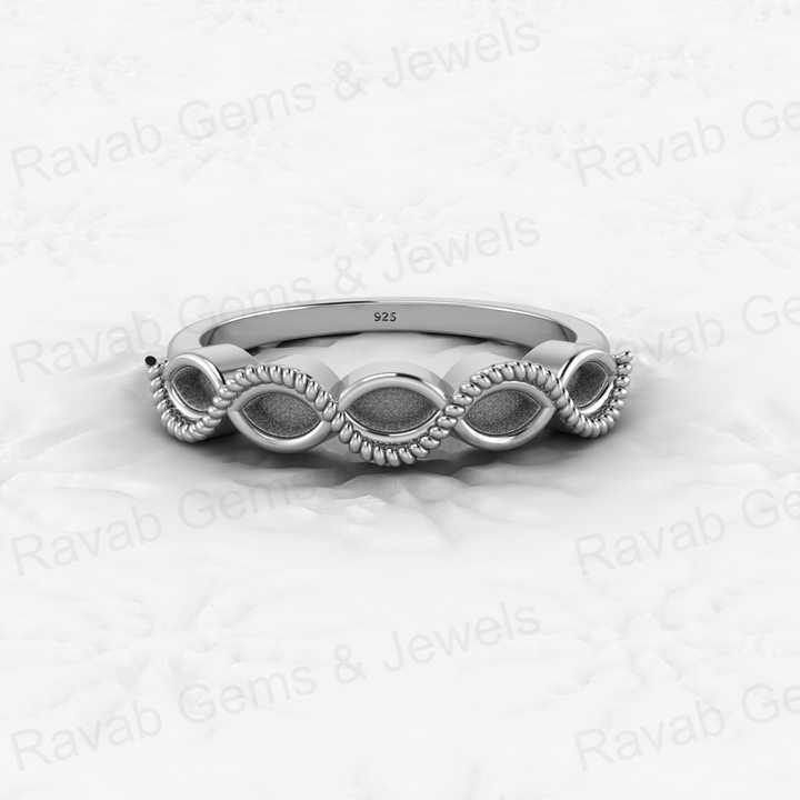 Genuine Solid 925 Sterling Silver Half Eternity Semi Mount Blank Setting Ring Good for Ashes & Resin Work Breastmilk Jewelry