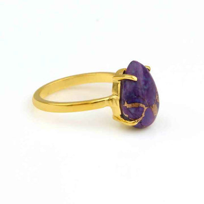 Best Selling 925 Sterling Silver Wedding Ring 10x14mm Mohave Purple Copper Turquoise Solid Prong Setting for Women Fine Jewelry