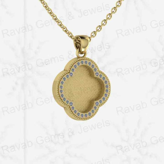 Genuine 925 Silver 12mm Clover Semi Mounting Blank Setting Bezel Resin Breastmilk Keepsake Pendant Jewelry Findings & Components