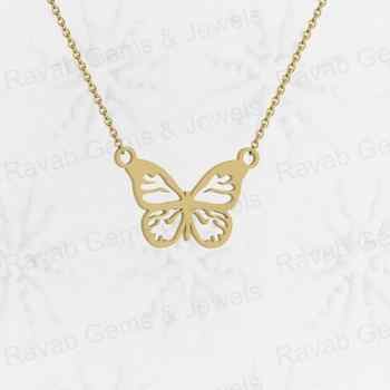 Best Gift 925 Sterling Silver 16x28mm Butterfly Design Gold Plated Zircon High Quality Fine Pendants Charms Jewelry Keepsake