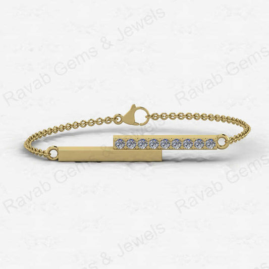 Top Selling Solid 925 Sterling Silver With Cubic Zirconia Gold Plated Bar Charm Minimalist Chain Bracelet Women Fine Jewelry