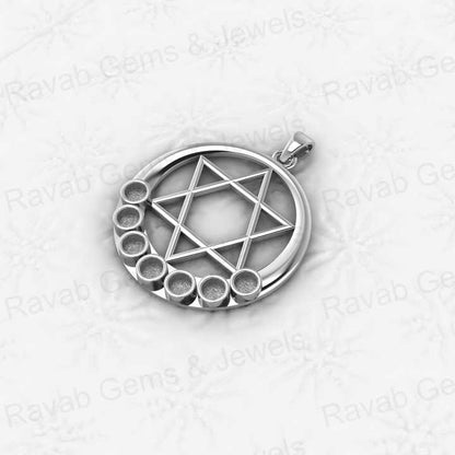 Genuine 925 Silver Star David Chakra Semi Mounting Blank 42x34mm DIY Jewelry Finding Components for Custom DIY Pendant Settings