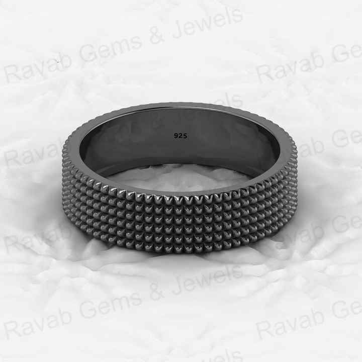Top Quality Handmade 925 Sterling Silver Gold Vermeil Pyramid Design 5mm Eternity Wide Band Men's Ring Personalized Fine Jewelry