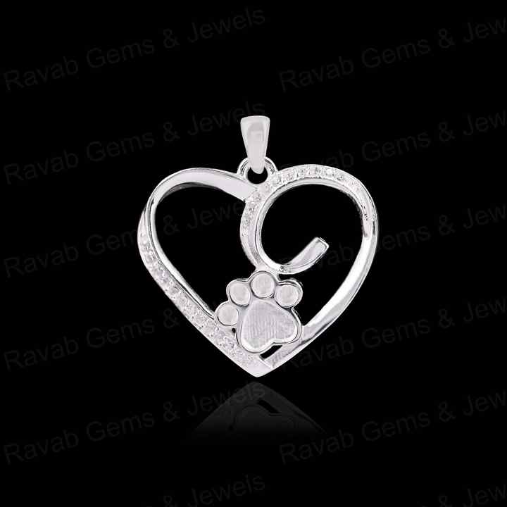 High Quality 925 Silver 17x18mm Dog Paw Foot Semi Mount Heart Blank Charm Pendant Resin & Ashes Work Breastmilk Keepsake Jewelry