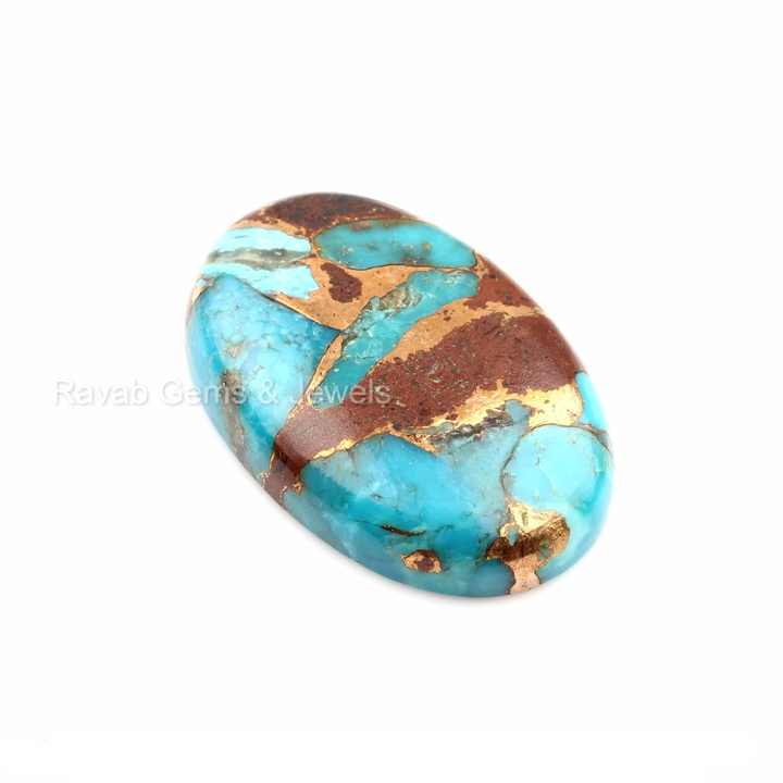 Top Selling Genuine Lava Copper Turquoise 20x30mm Smooth Oval Cut Polish Calibrated Cabochon Loose Gemstone for Making Jewelry