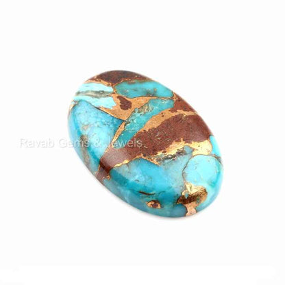 Top Selling Genuine Lava Copper Turquoise 20x30mm Smooth Oval Cut Polish Calibrated Cabochon Loose Gemstone for Making Jewelry