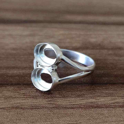 Genuine Solid 925 Sterling Silver Oval Cup 6x8MM Round Bezel Setting Semi-Mount Blank Setting Simple Band Fine Ring For Women